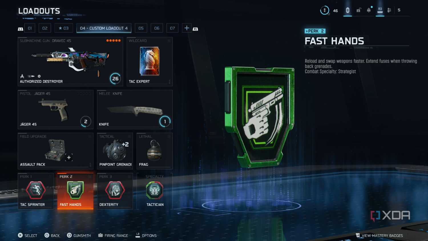 A screenshot of the custom loadout screen from Call of Duty: Black Ops 7