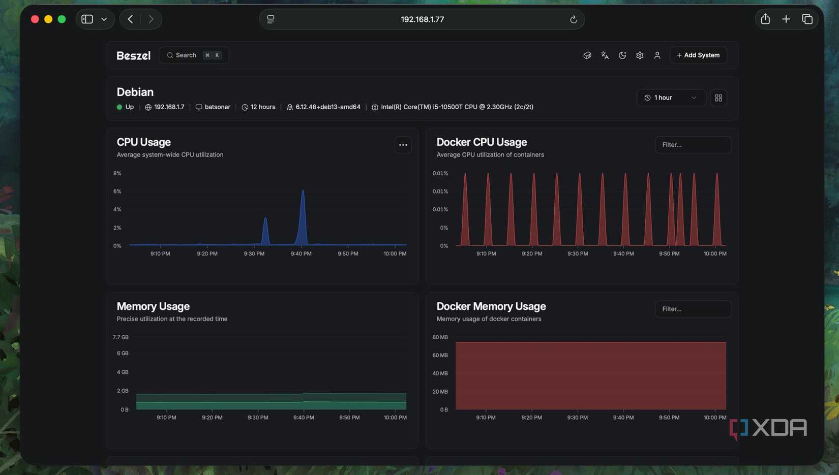 Please stop benchmarking your home server like it's a desktop PC 4 screenshot of Home server OS dashboard in Beszel