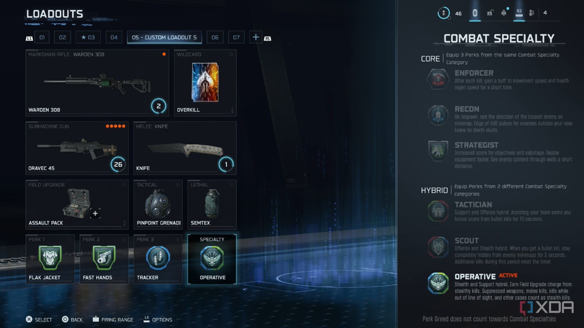 A screenshot of the custom loadout screen from Call of Duty: Black Ops 7