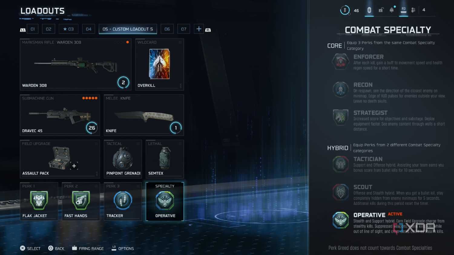 A screenshot of the custom loadout screen from Call of Duty: Black Ops 7