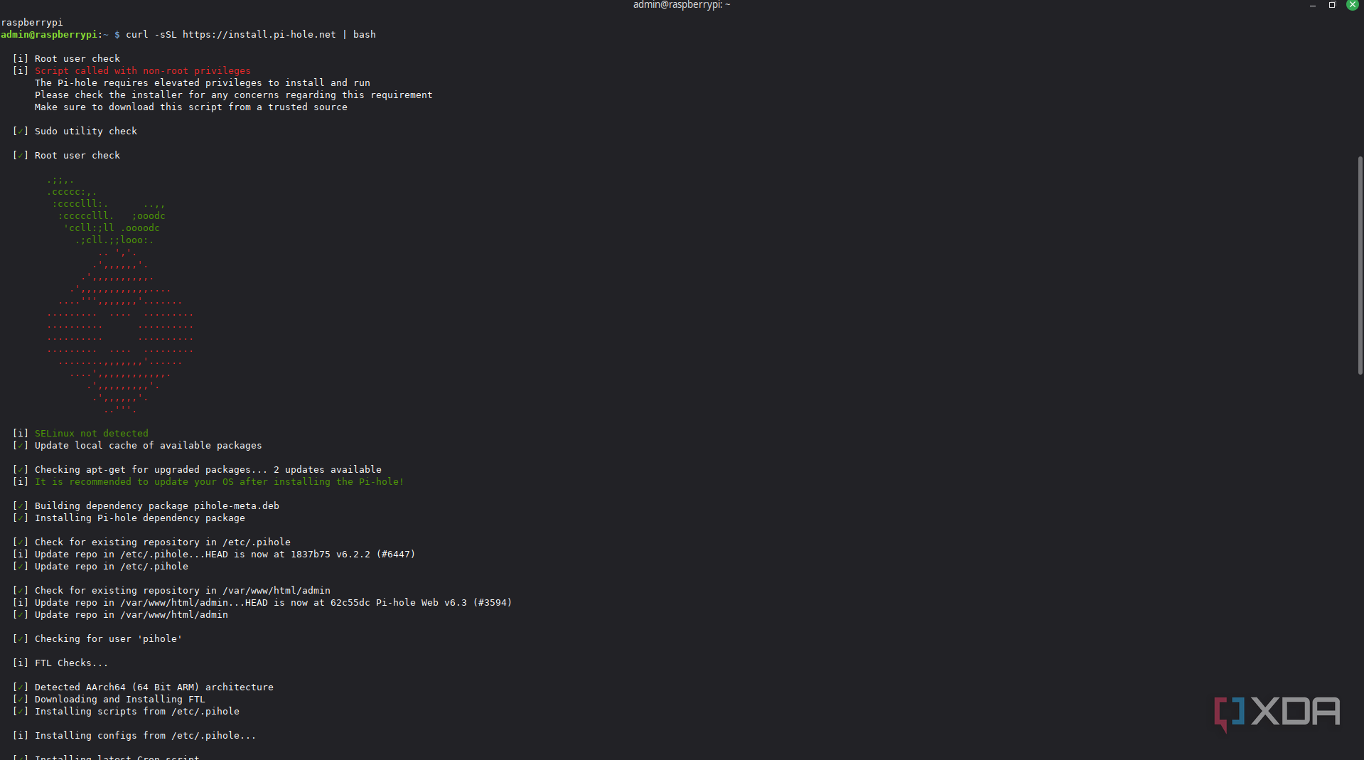 Install Pi-hole using SSH