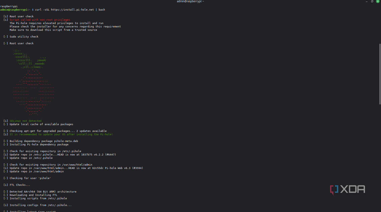 Install Pi-hole using SSH