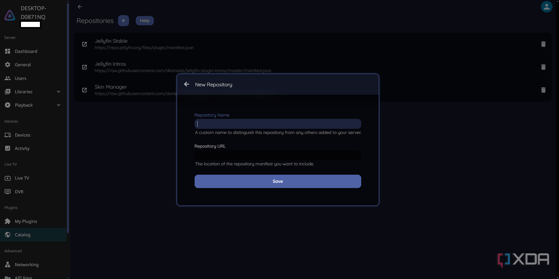 Add a new repository, ensuring you have the correct URL.