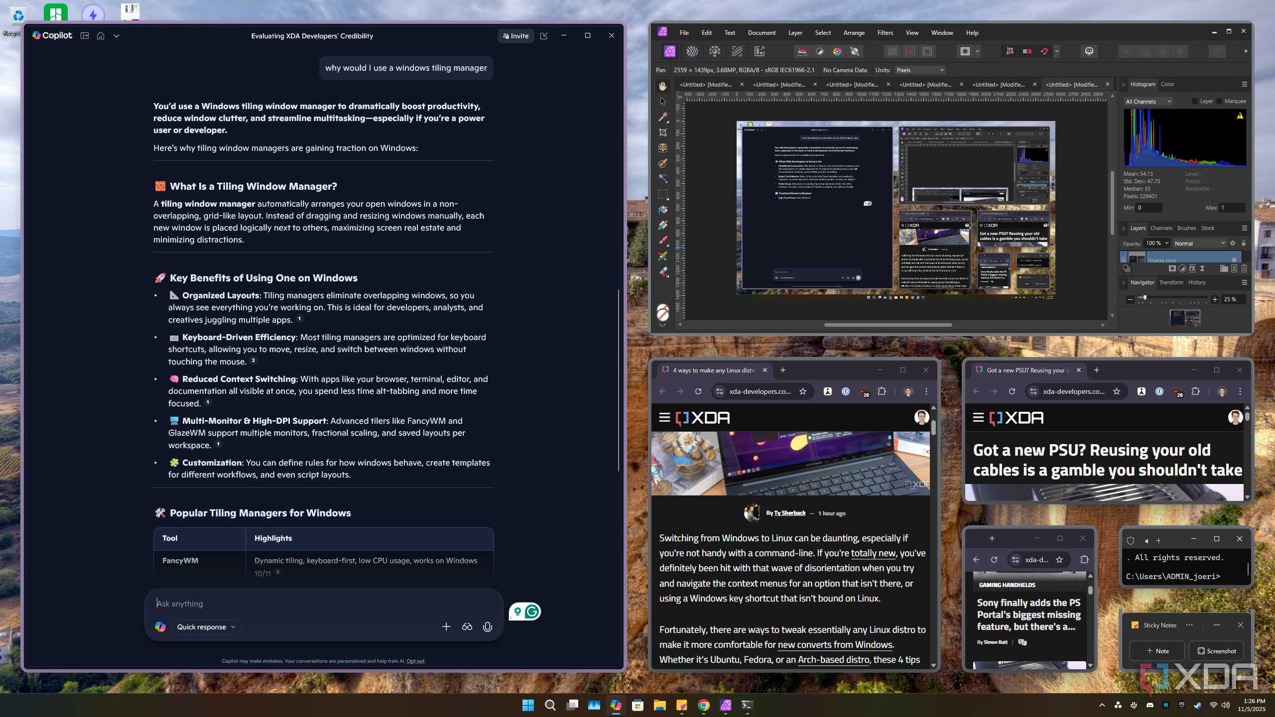 I finally fixed my Windows desktop clutter with a tiling manager trick ...