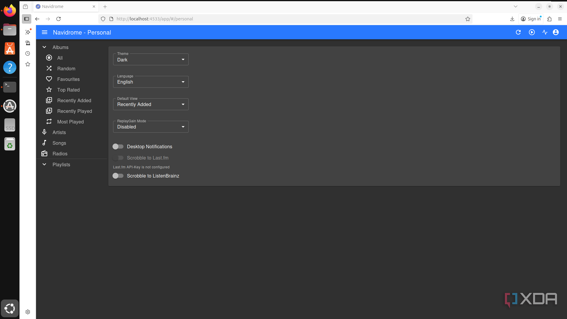 Navidrome settings