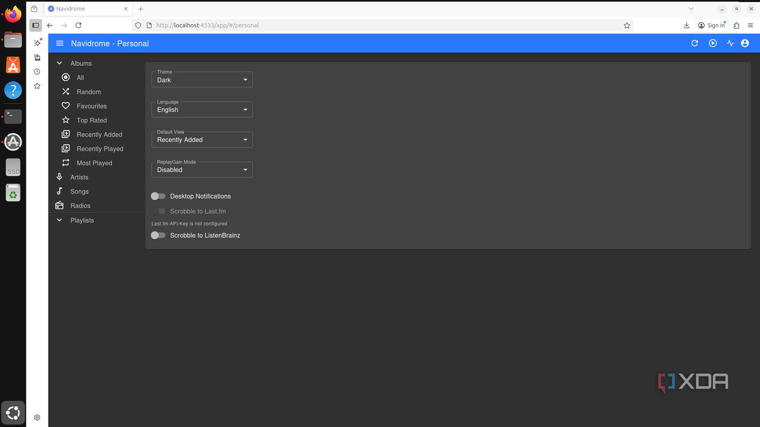 Navidrome settings