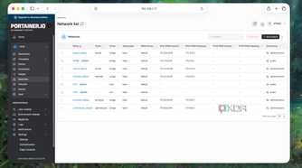 Networks list in Portainer