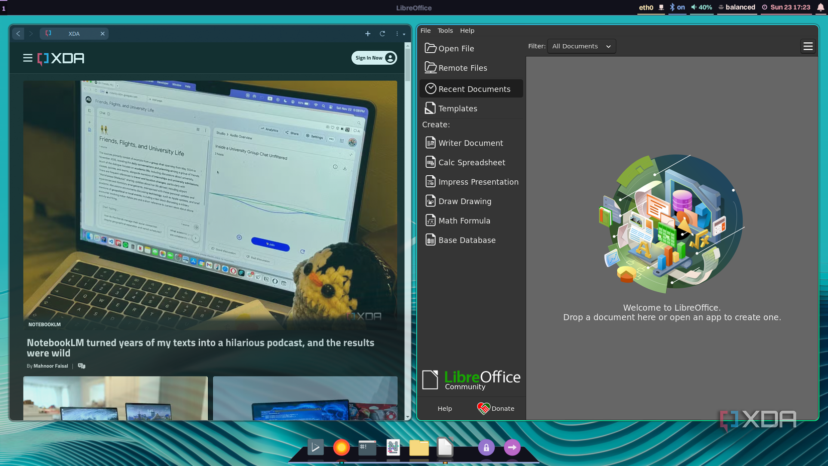 Nitrux 5 con Fiery y LibreOffice