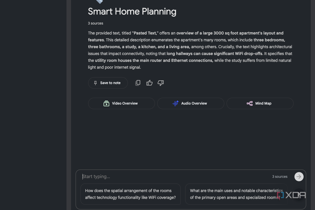 NotebookLM - smart home planning questions