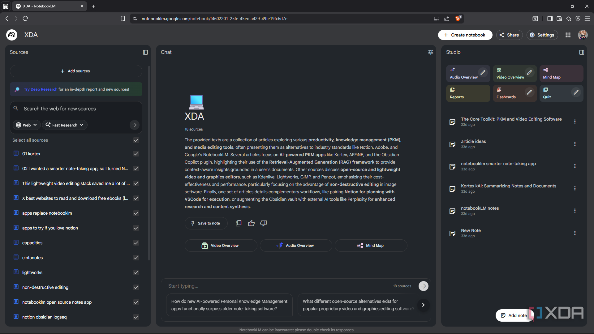 I started using NotebookLM with my favorite open-source notes app