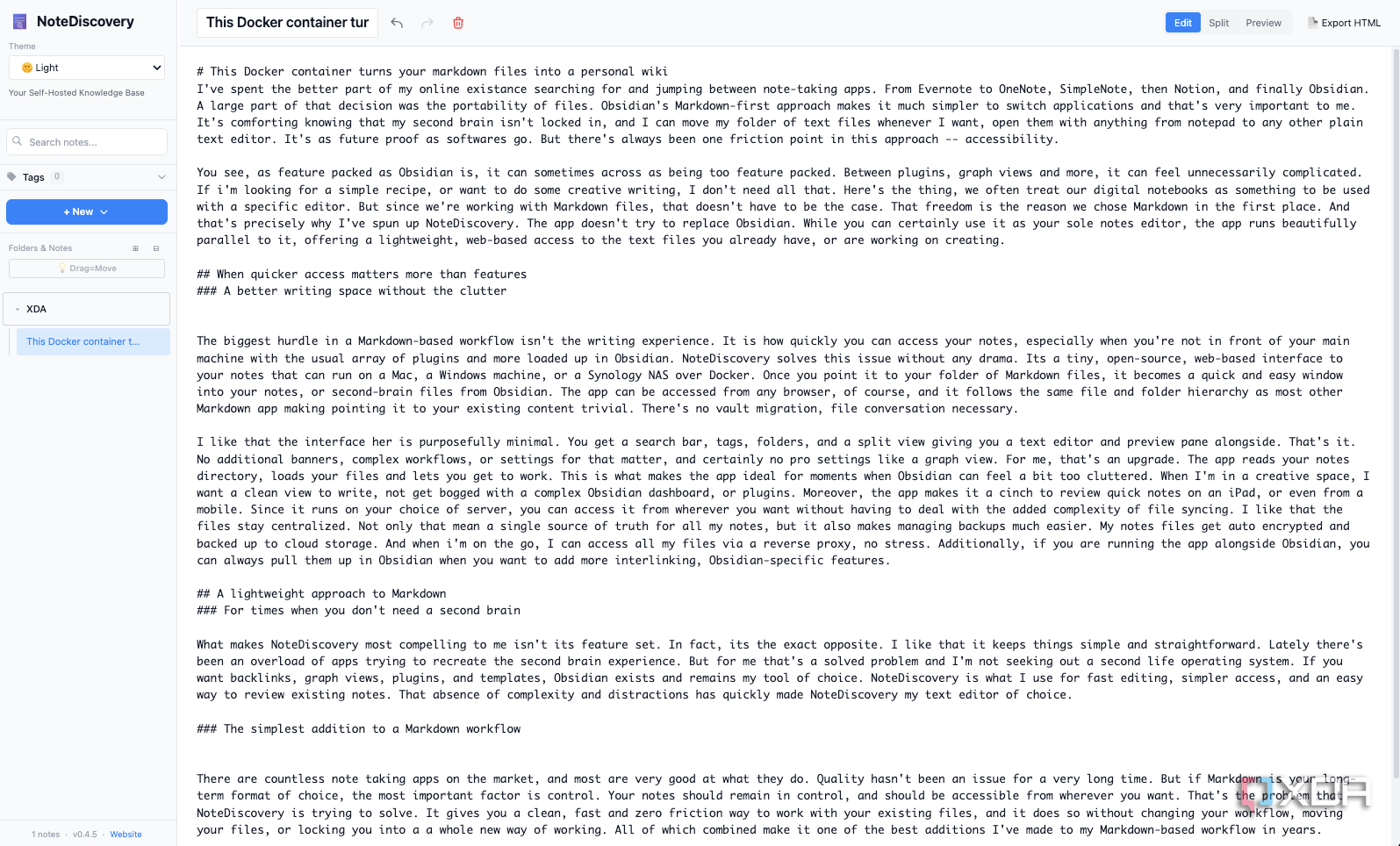 NoteDiscovery Edit vie2w