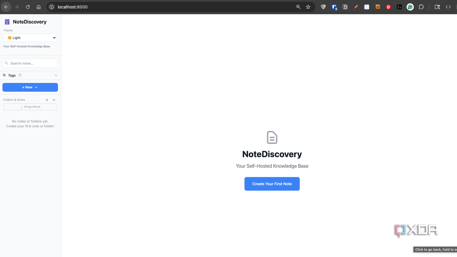 NoteDiscovery home page
