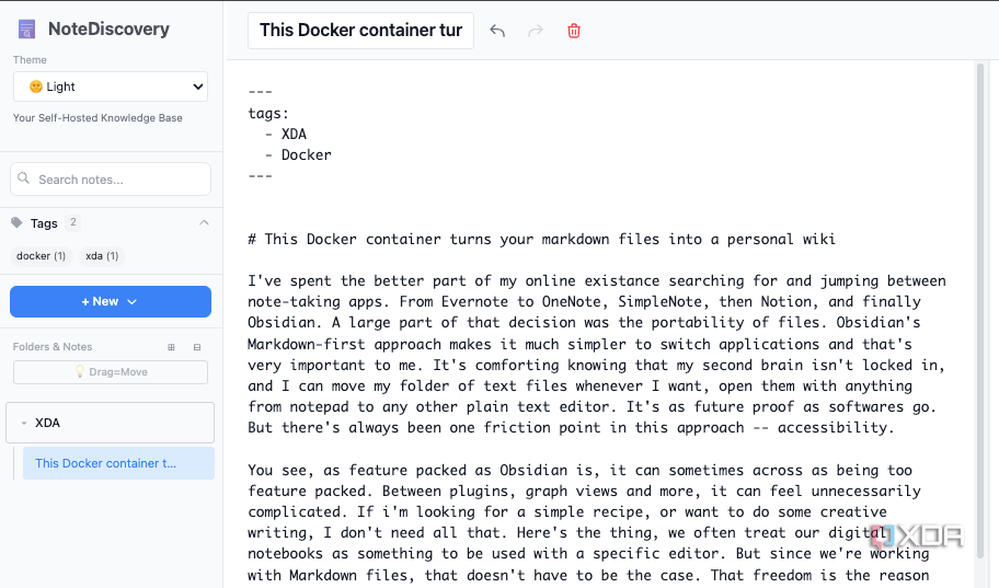 NoteDiscovery YAML tagging