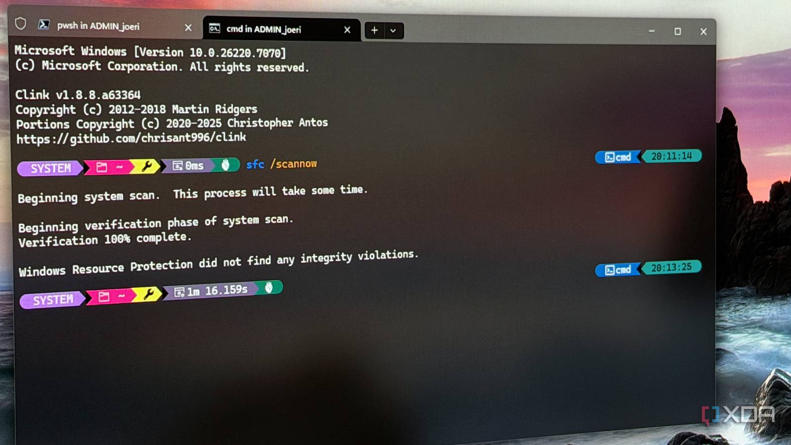 I gave Windows Command Prompt the