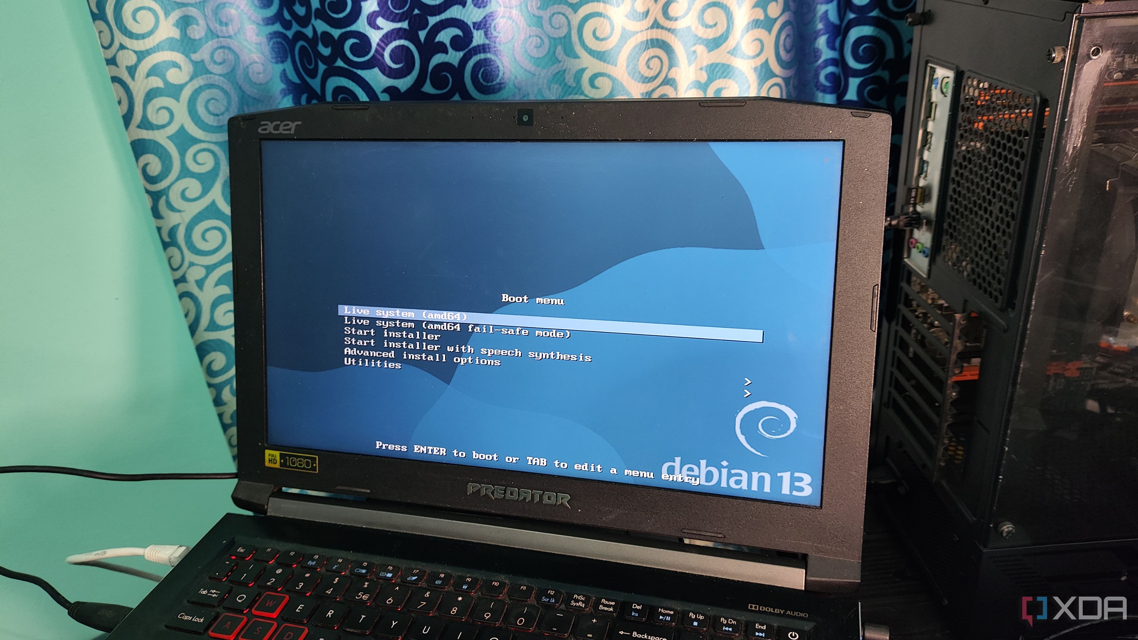 The Debian boot menu