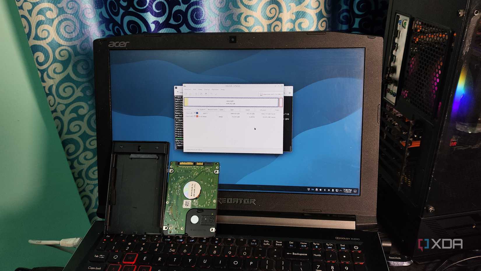 Accediendo a Gparted en la computadora portátil