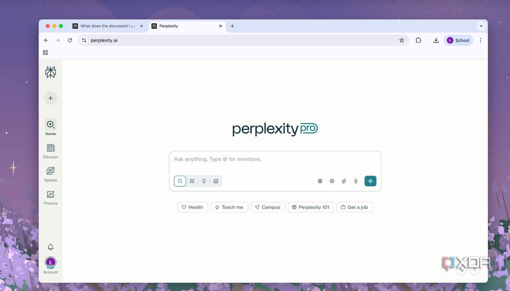 Perplexity Pro abierto en macOS