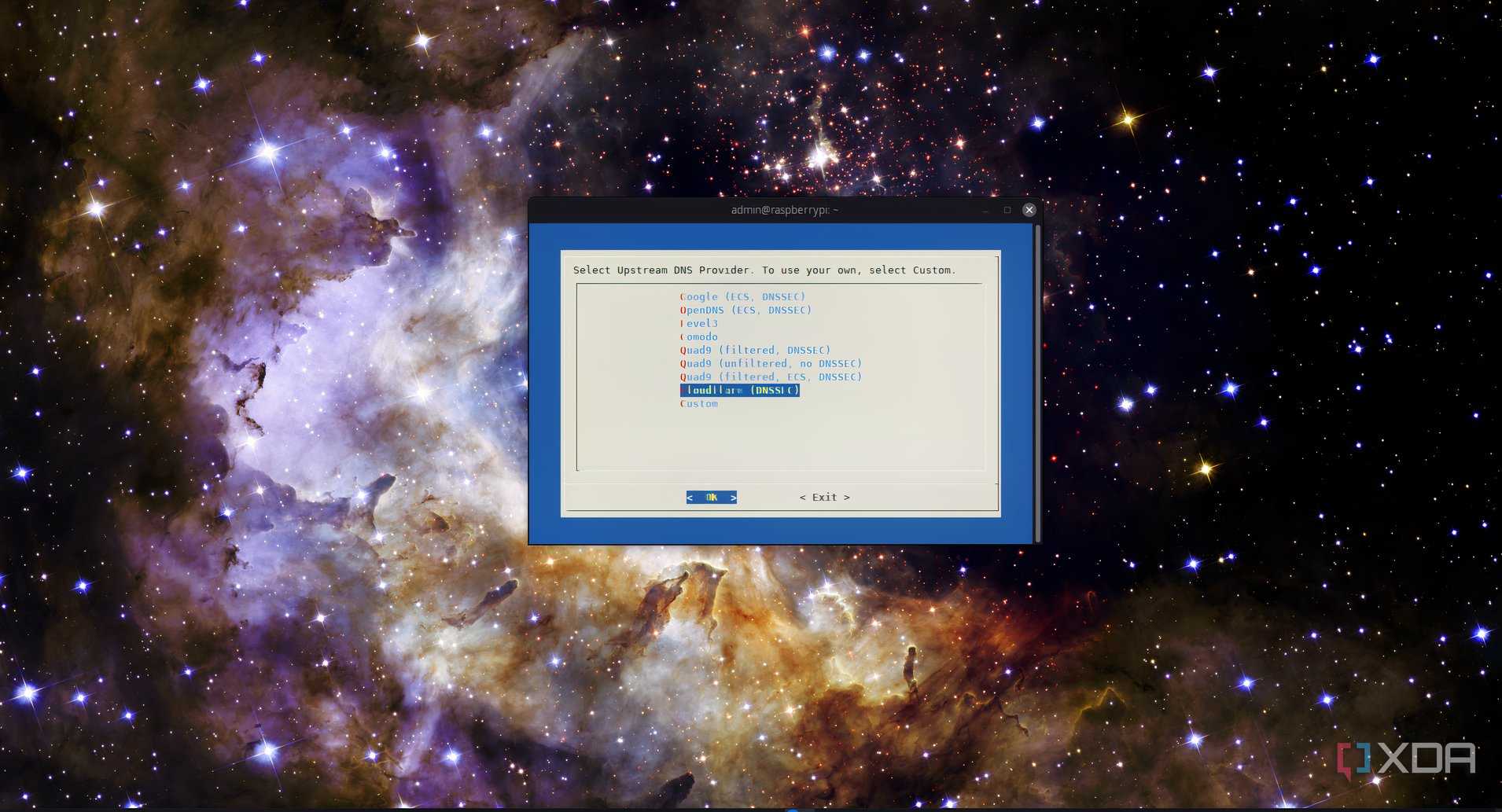 Choose an upstream DNS provider in Pi-hole configuration