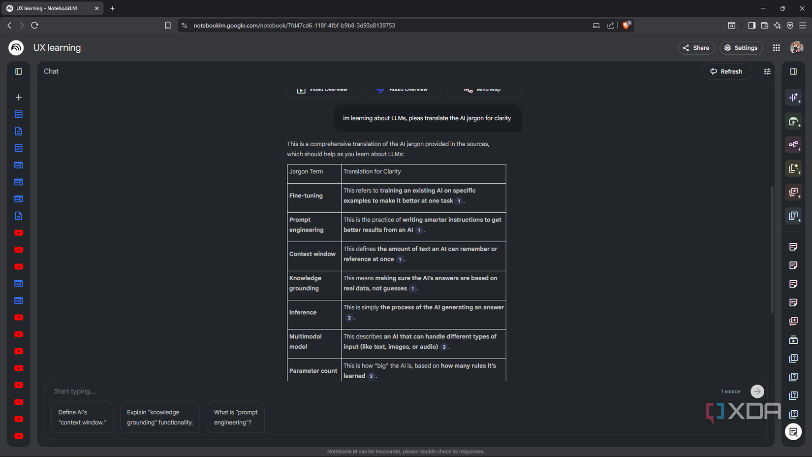 Prompting NotebookLM to simplify AI jargon
