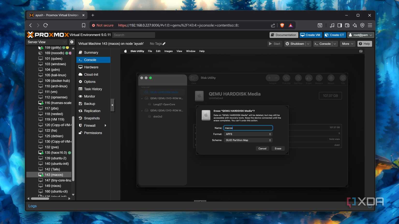 Erasing a Disk for a macOS VM