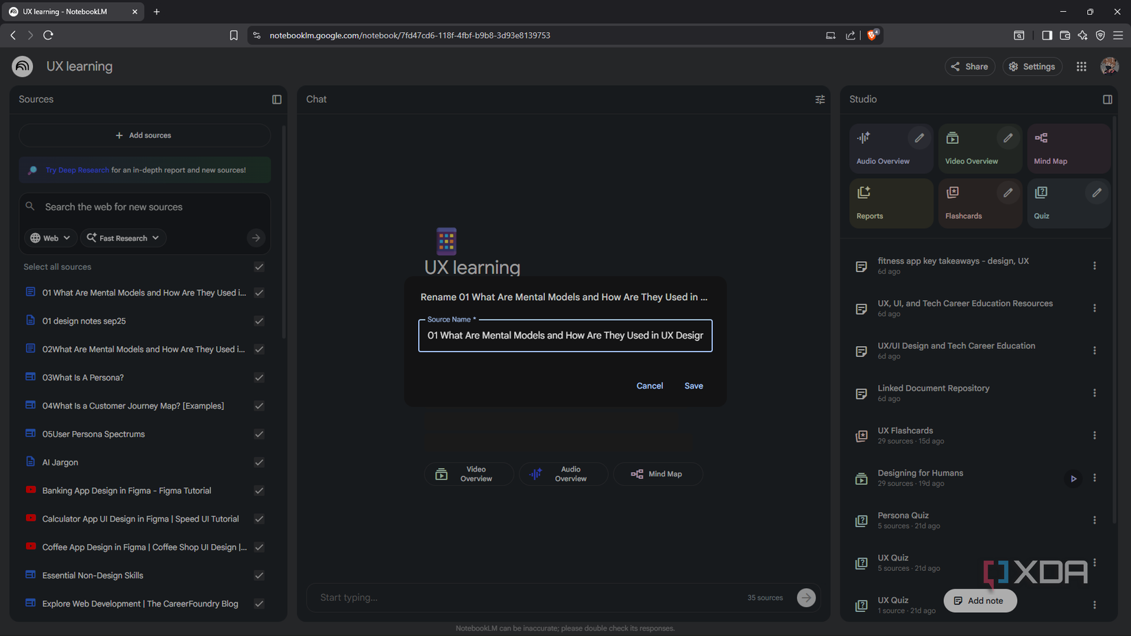 Cambiar el nombre de la fuente en NotebookLM