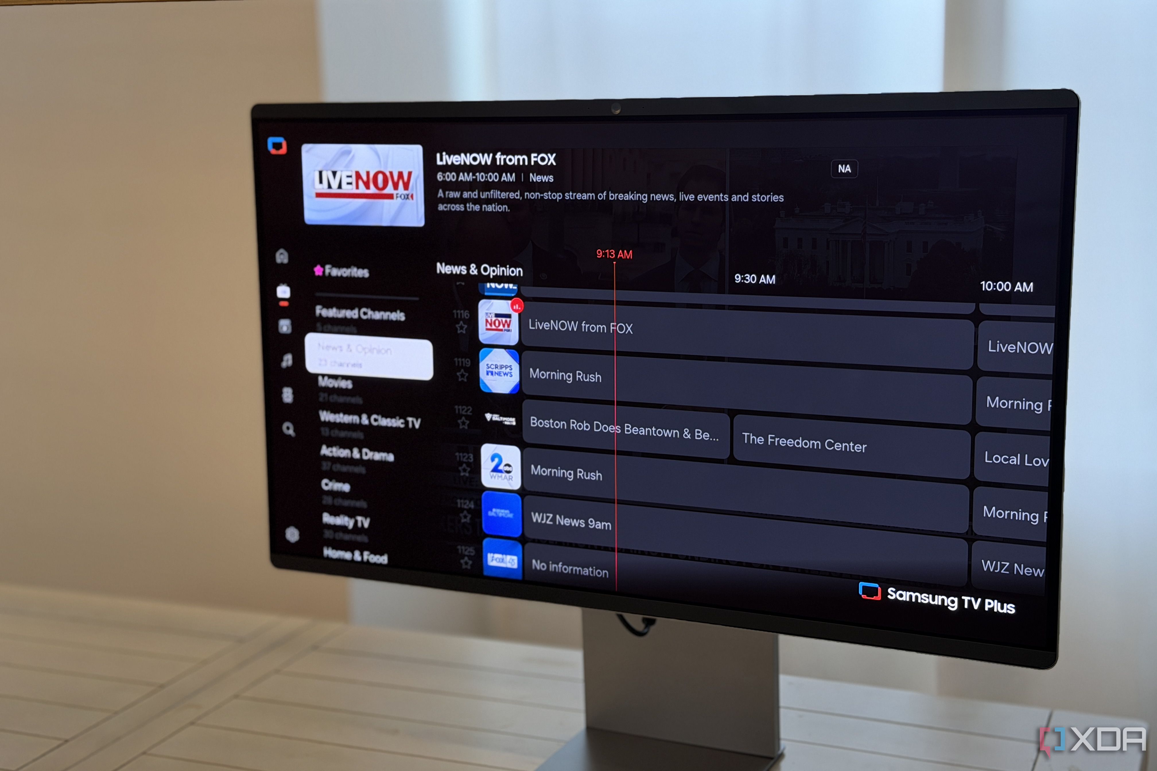 samsung smart monitor m9 showing local live tv