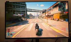 Samsung G8 OLED monitor running Cyberpunk 2077