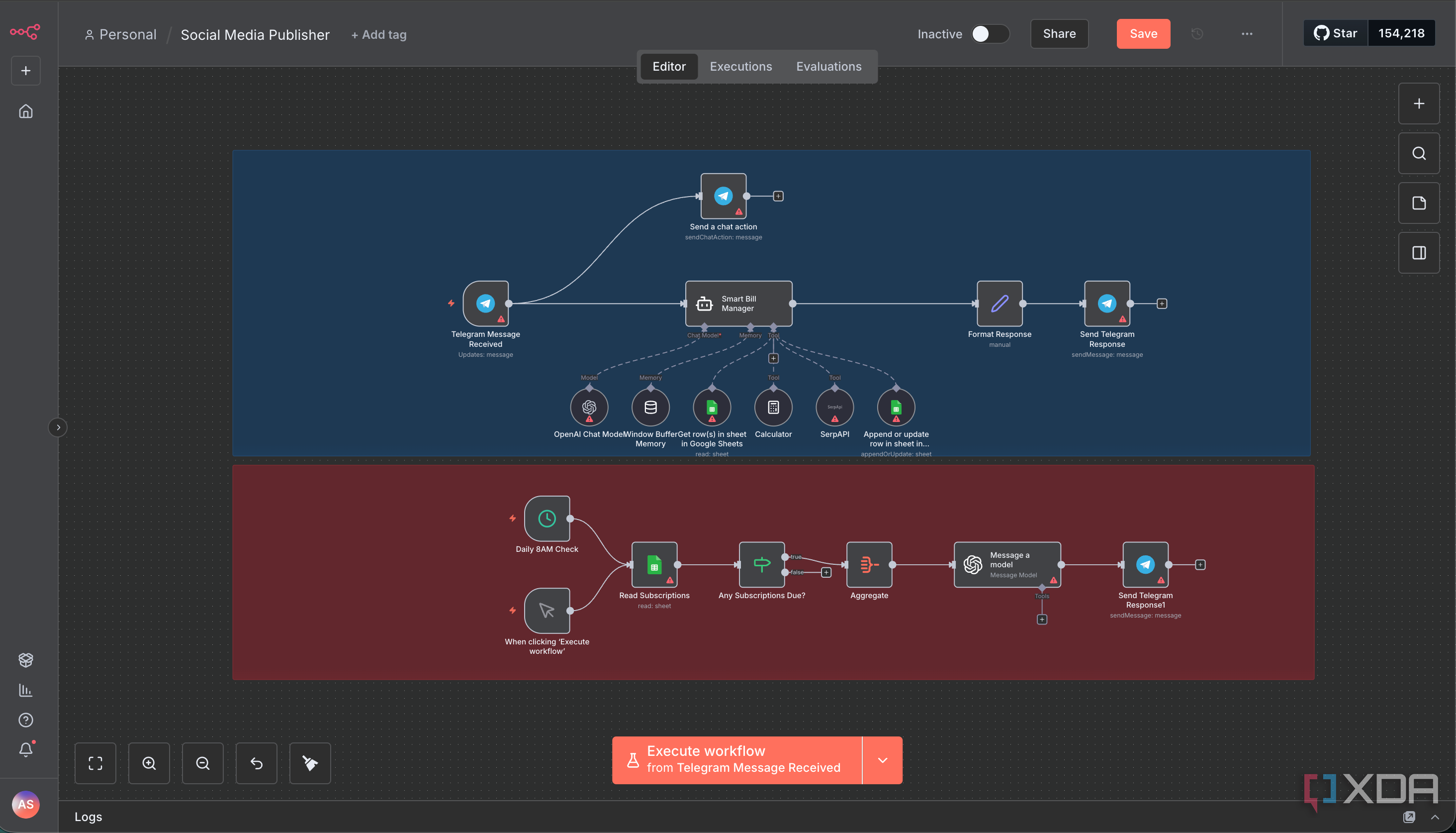 subscription tracker in n8n