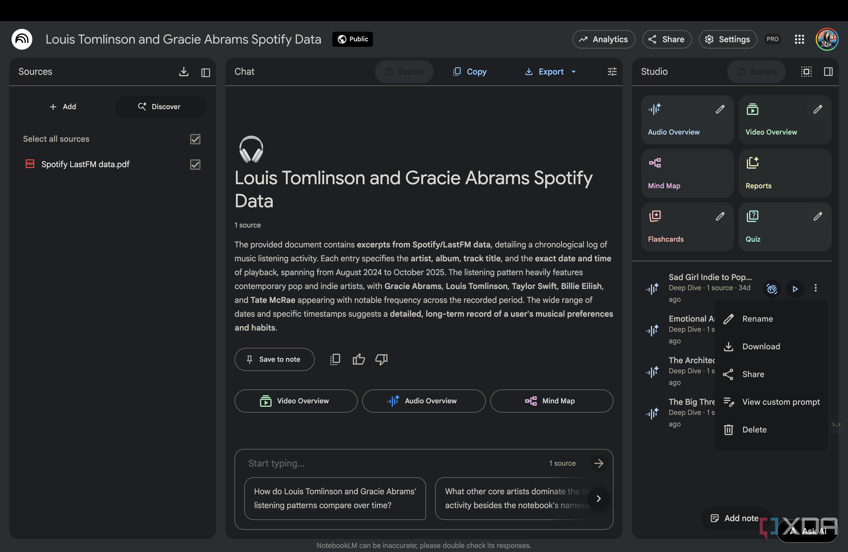 View Custom Prompt option in NotebookLM