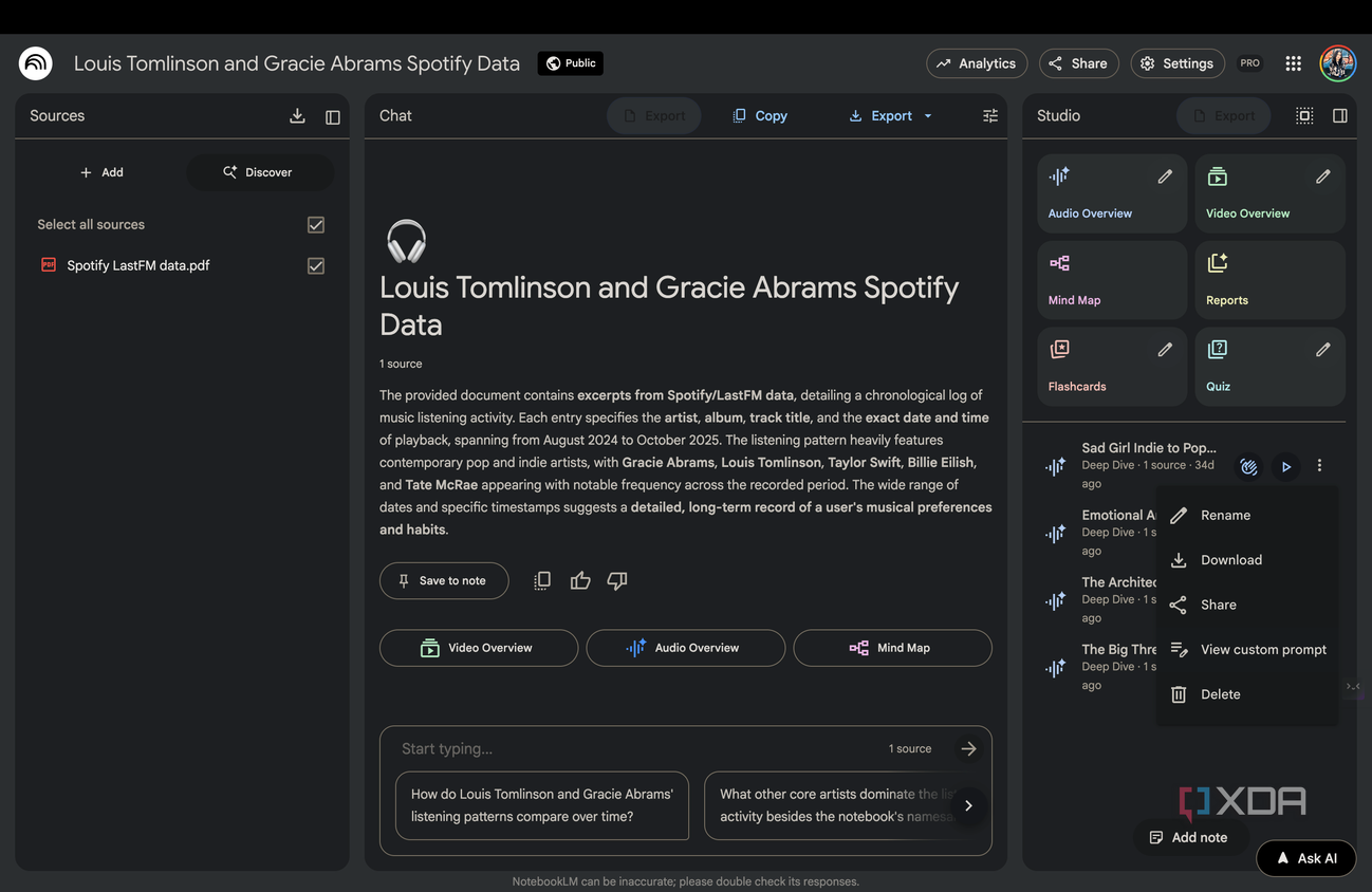 View Custom Prompt option in NotebookLM