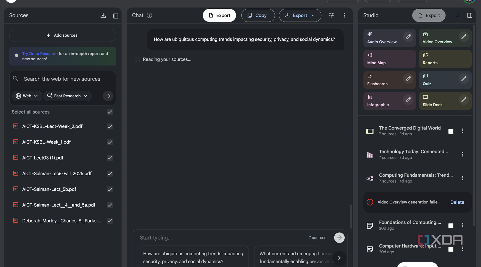 NotebookLM Thinking UX