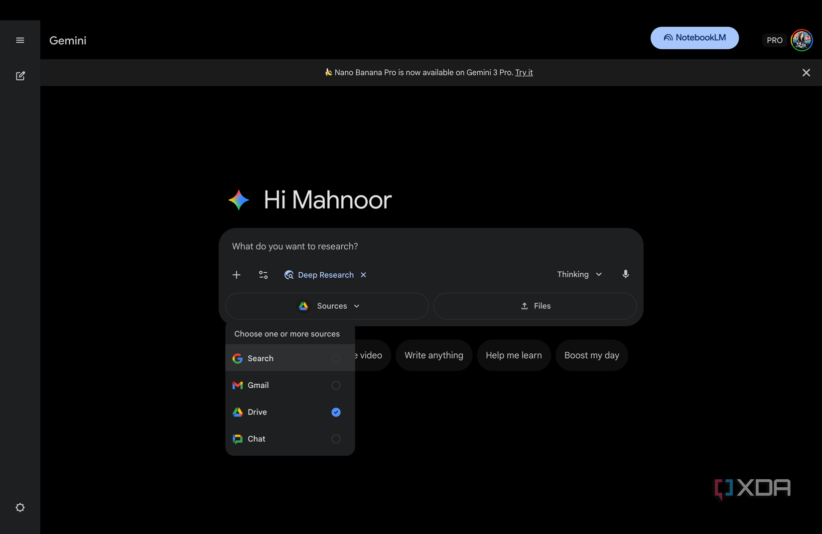 Uso de la función de investigación profunda de Gemini con Gmail