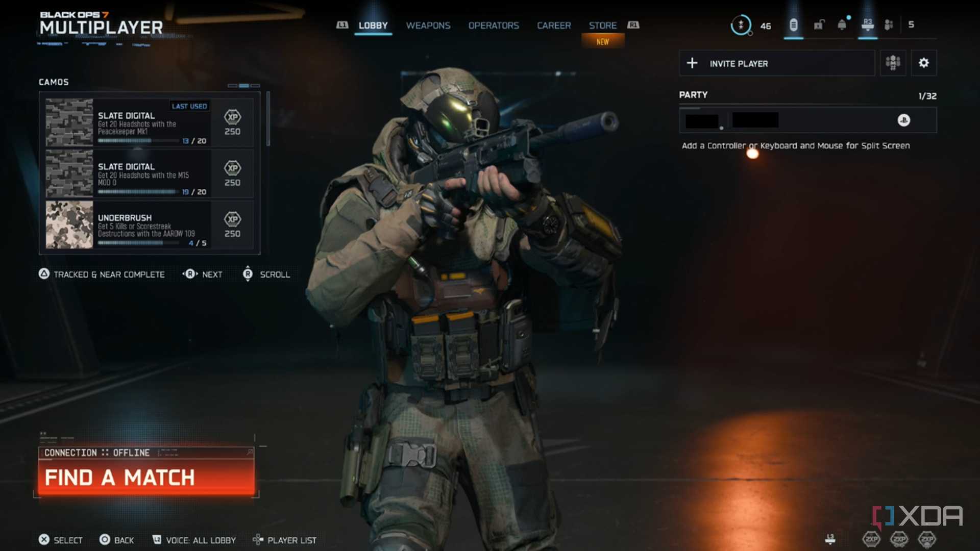 A screenshot of the multiplayer lobby from Call of Duty: Black Ops 7