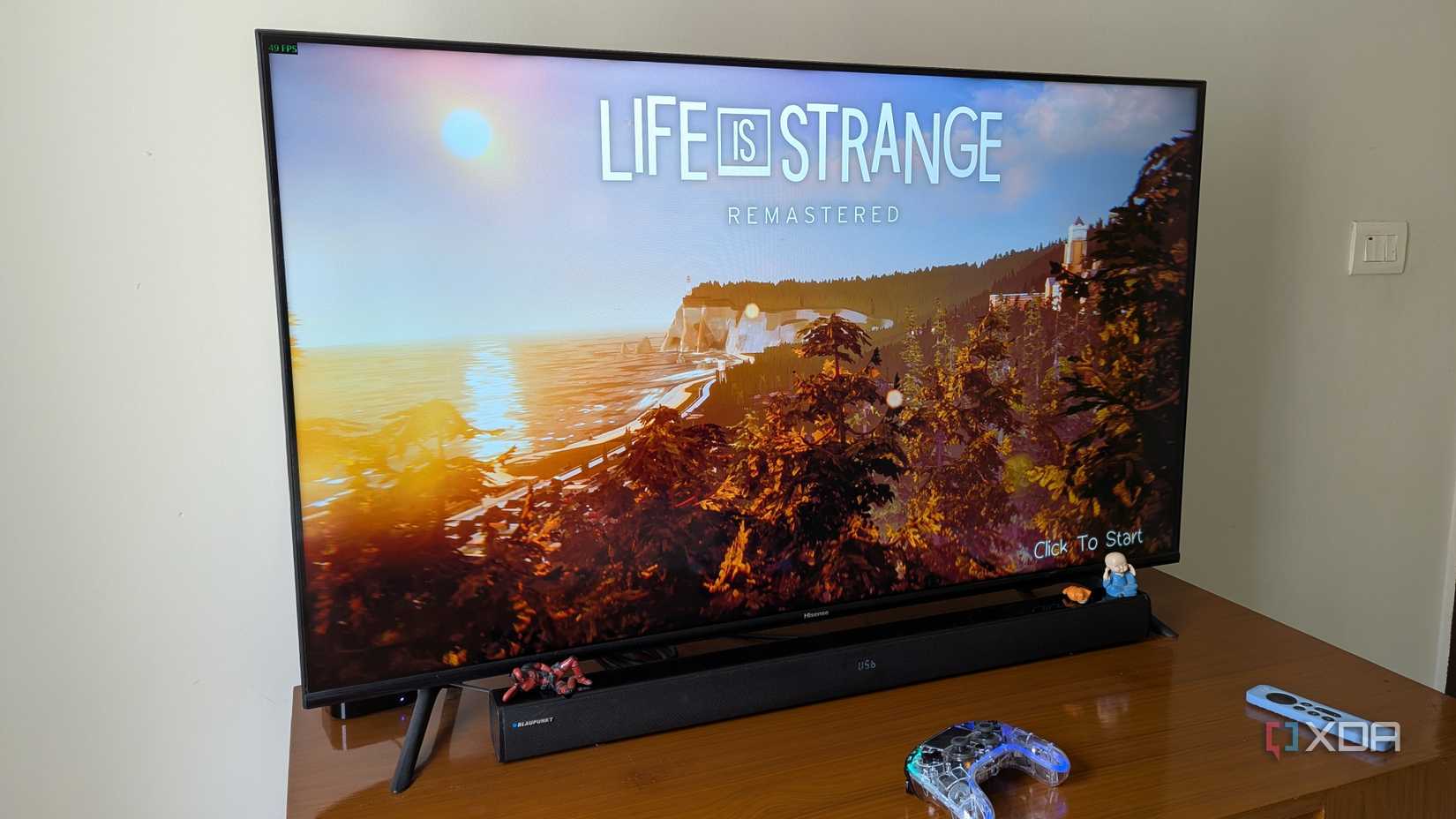 Apple TV running a game on a smart TV using Steam Link