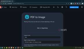 screeenshot of stirlingpdf pdf to image tool settings