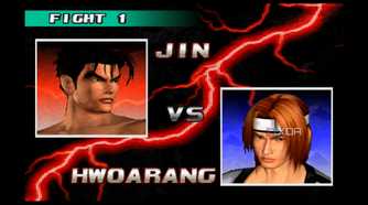 A screenshot of the VS screen from Tekken 3