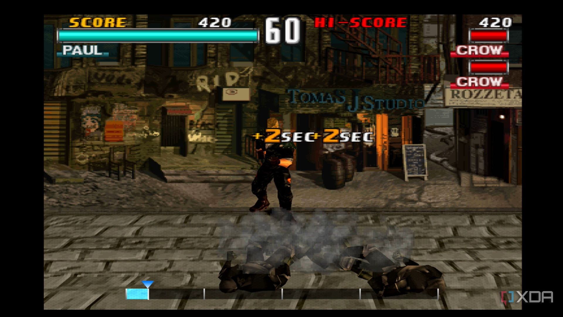 A screenshot of Tekken Force Mode gameplay in Tekken 3