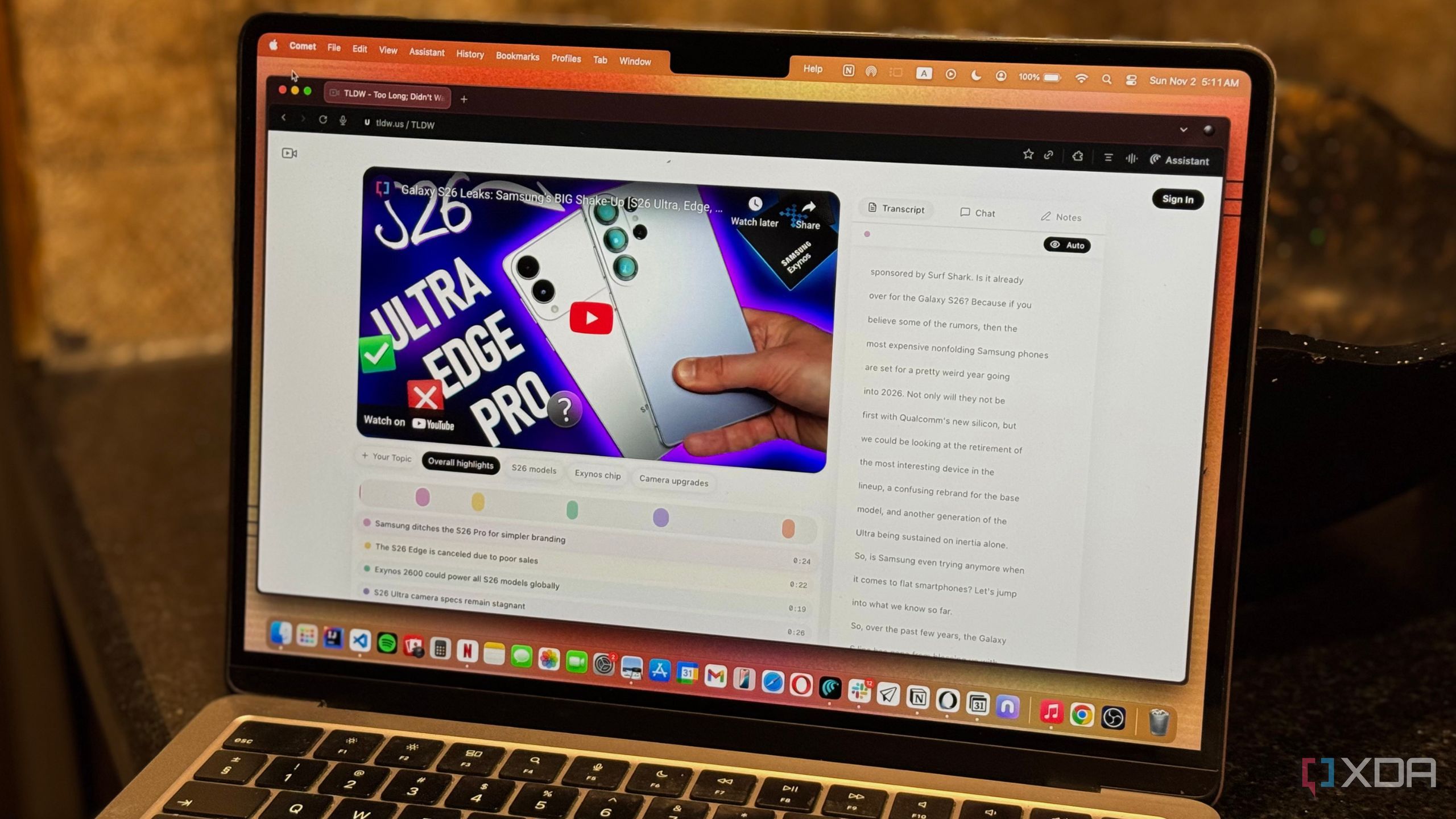 TLDW open on MacBook