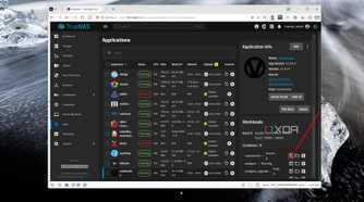 Screenshot of TrueNAS showing information about the Vaultwarden app in TrueNAS, with an arrow pointing to the button to access the shell for the app