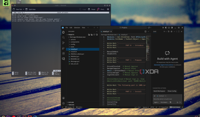 Screenshot of VS Code open to a specific folder next to a terminal window where an alias is defined to open the program in said folder