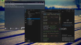 Screenshot of VS Code open to a specific folder next to a terminal window where an alias is defined to open the program in said folder