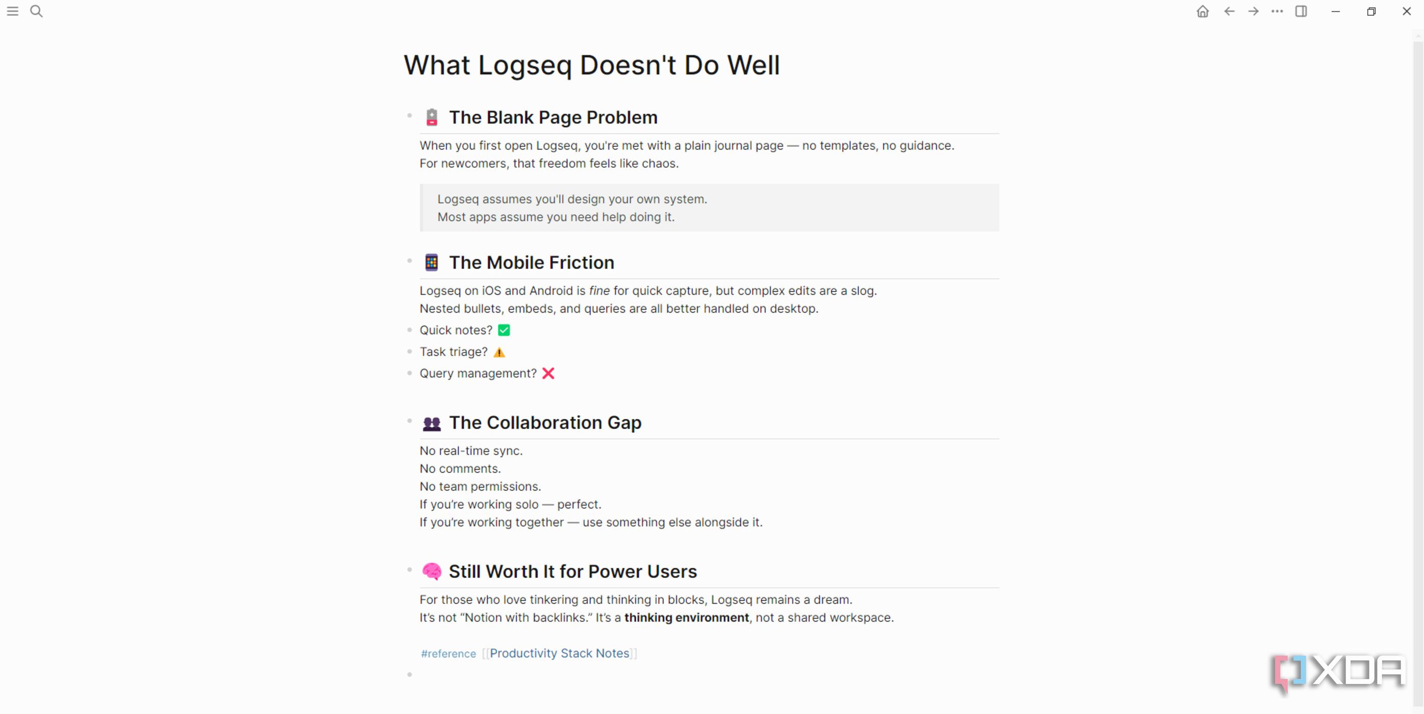 I thought Logseq was too simple but ended up using it for everything ...