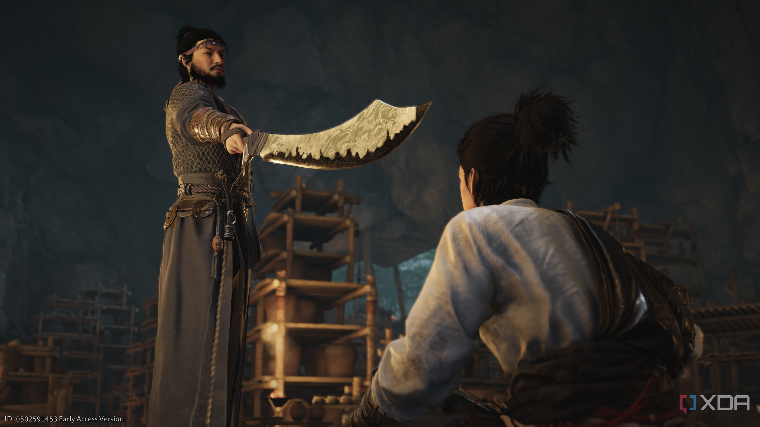 An assassin brandishing his blade in Where Winds Meet.