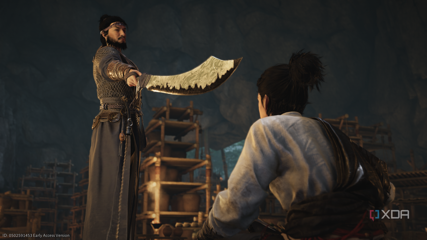 An assassin brandishing his blade in Where Winds Meet.