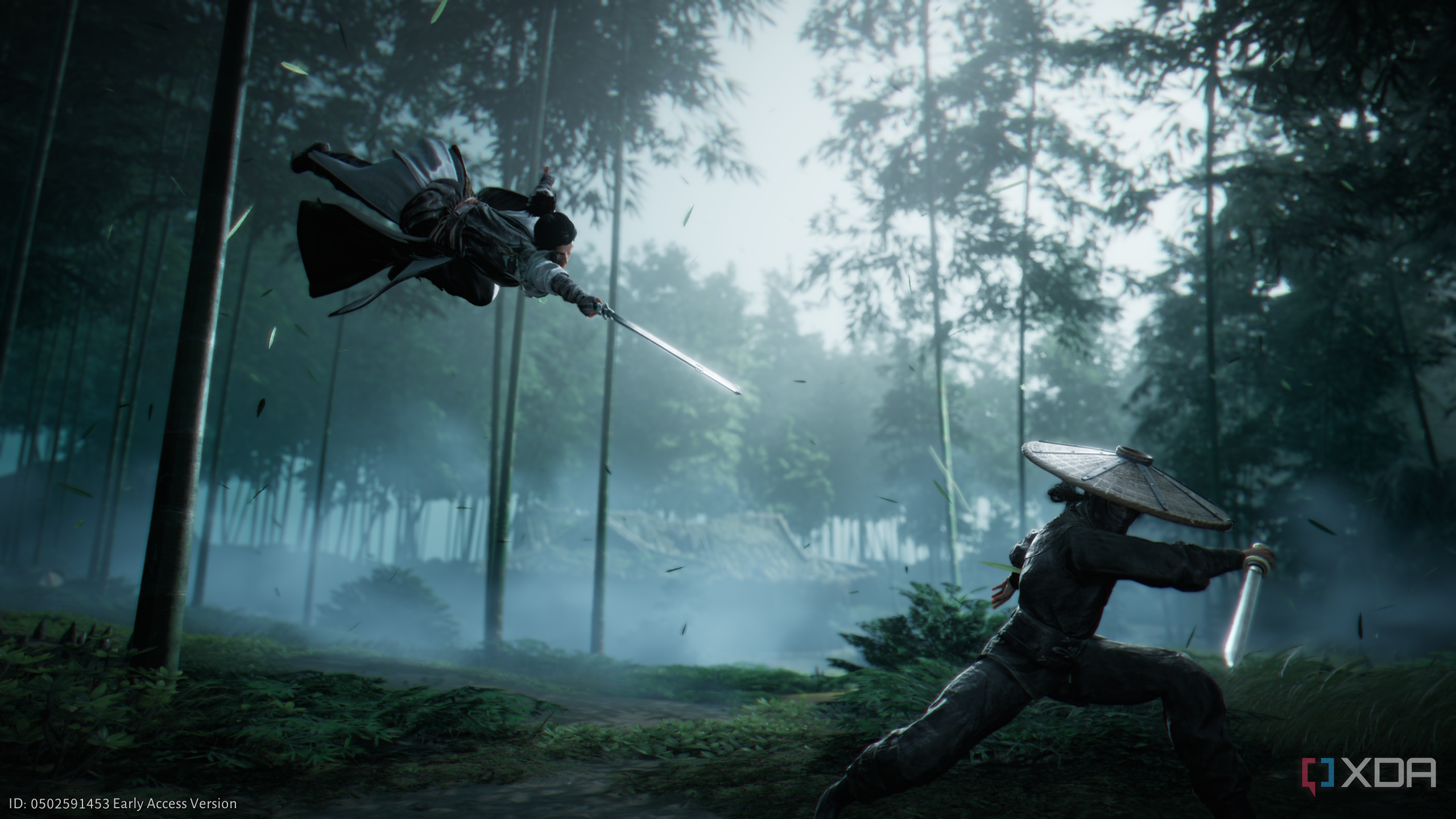 Two characters fighting in Where Winds Meet.