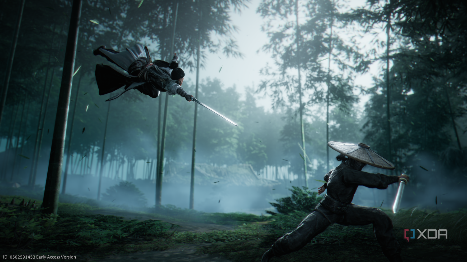 Two characters fighting in Where Winds Meet.