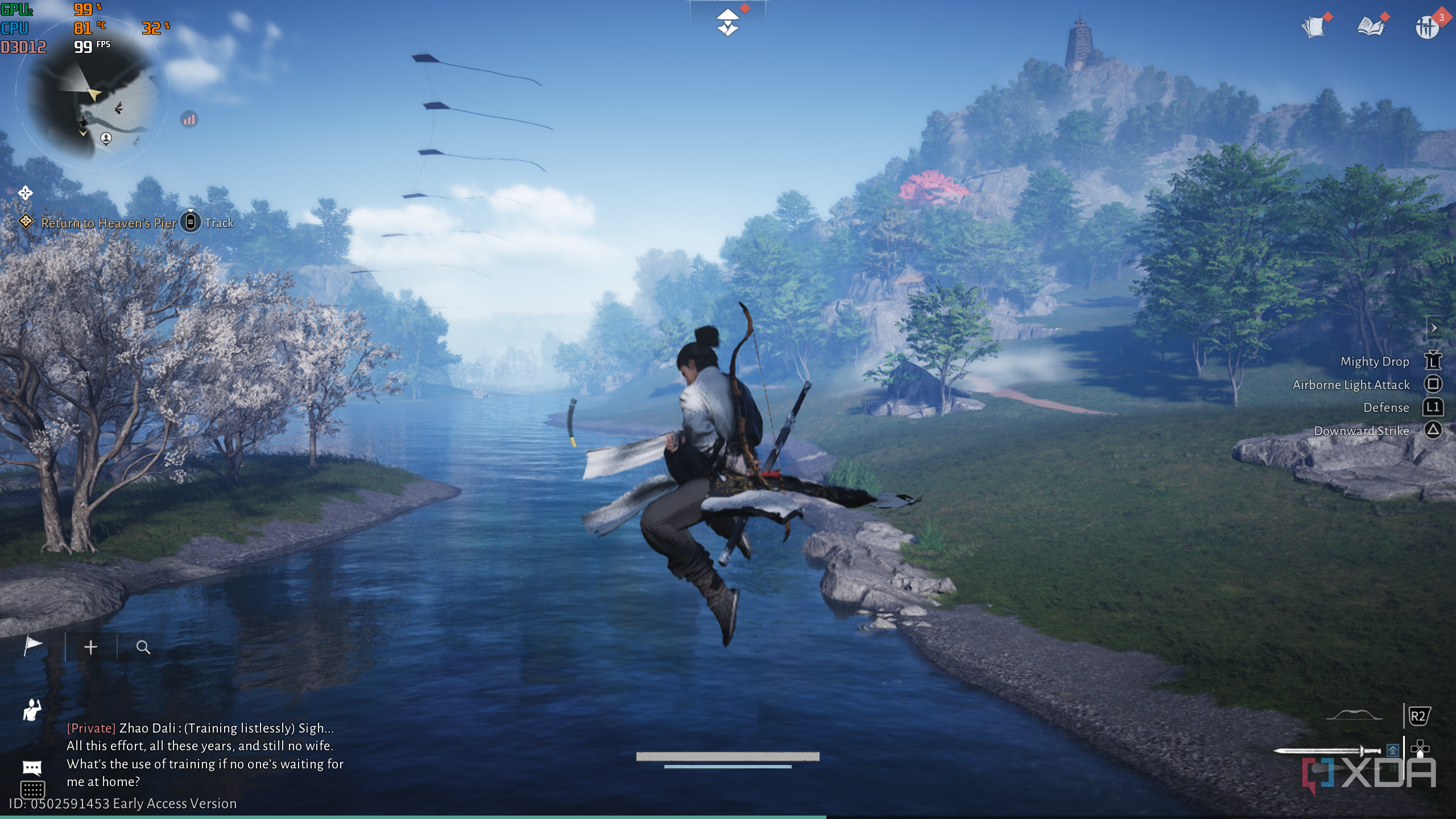 Midair jump in Where Winds Meet.
