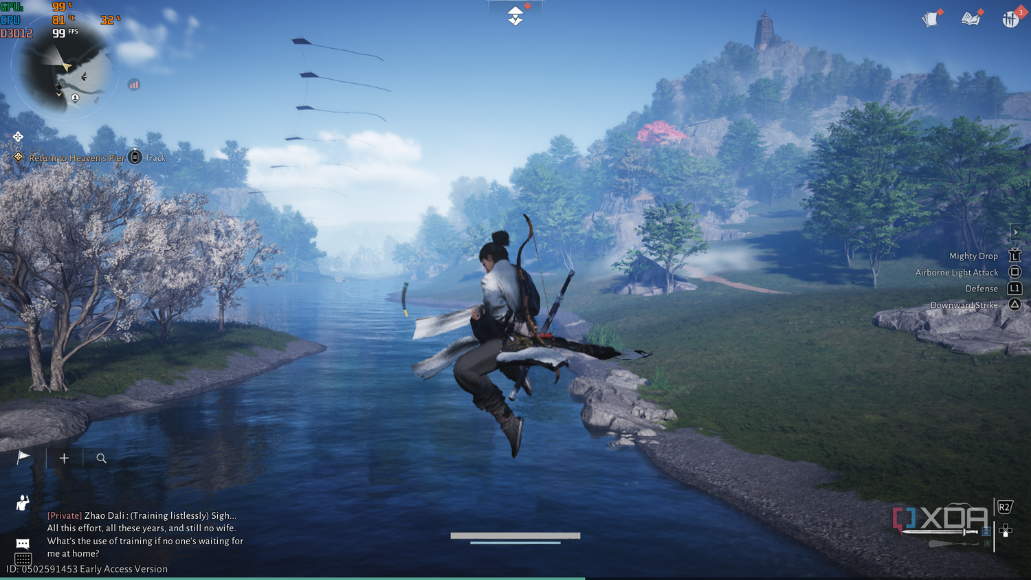 Midair jump in Where Winds Meet.