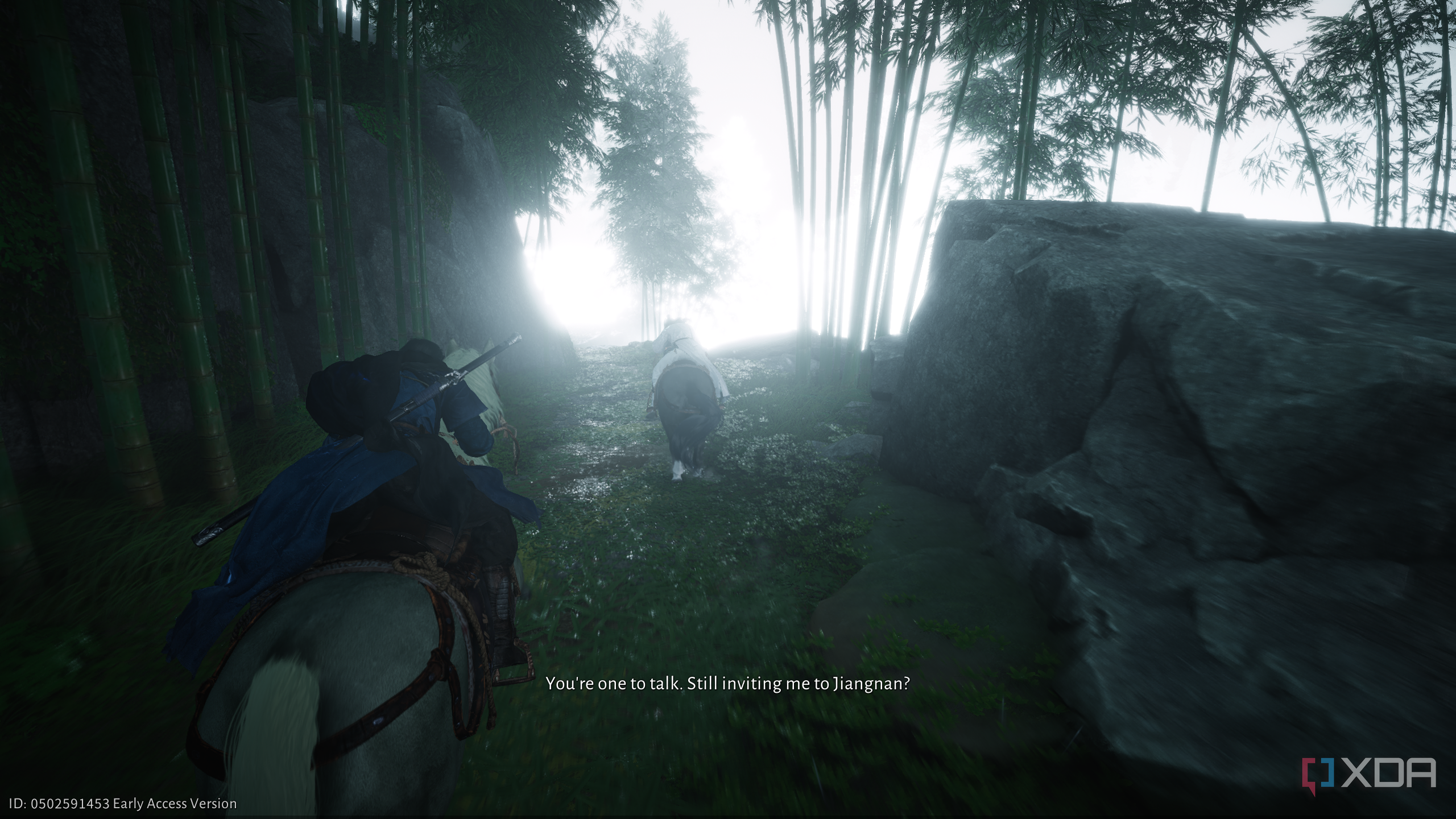 A horse chase in Where Winds Meet.