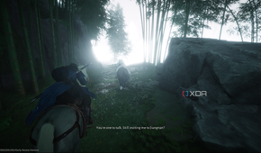A horse chase in Where Winds Meet.